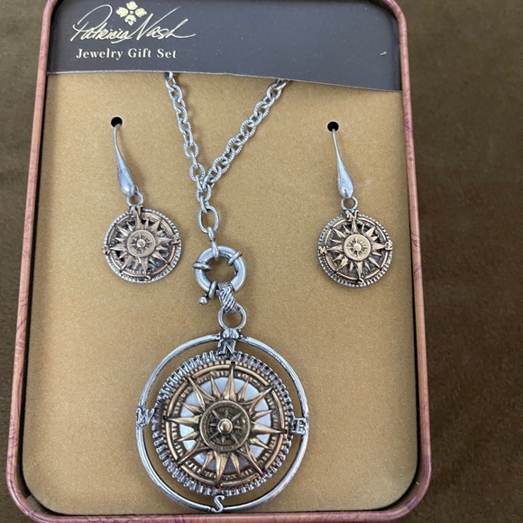 Patricia Nash Compass Earrings Necklace 